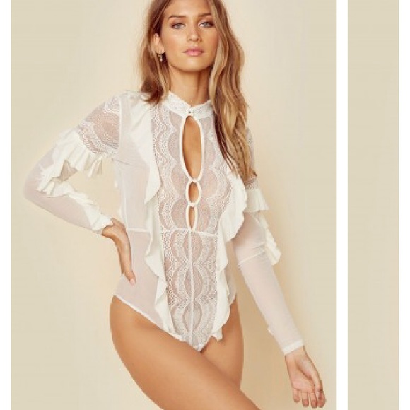 For Love And Lemons Tops - For Love And Lemons Eva Lace Ruffle Bodysuit